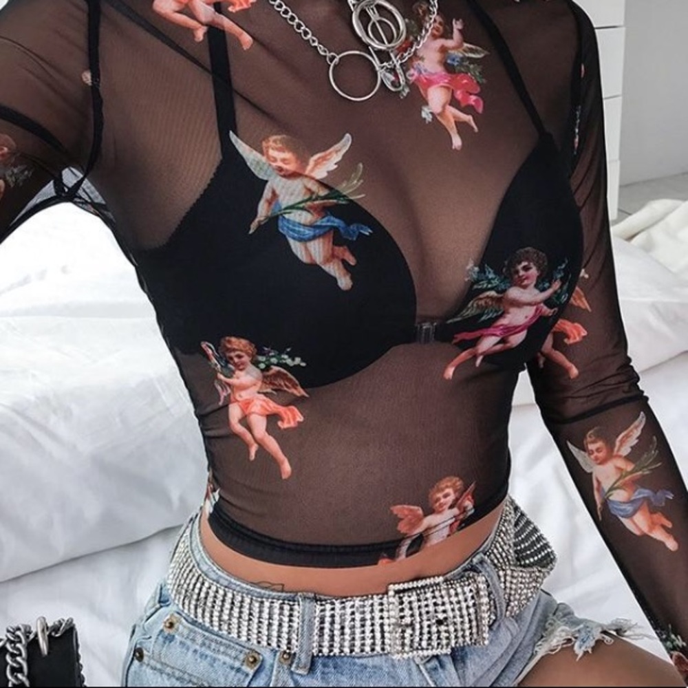 Angel long sleeve mesh shirt